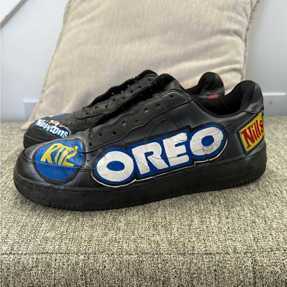 Nike Air Force One Custom Black Sneakers with Oreo Design sz13 - Picture 1 of 10